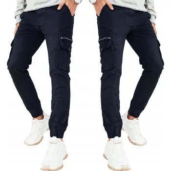 Pánské kalhoty Tmavě modré pánské KAPSÁČE Joggery ux4181 - L