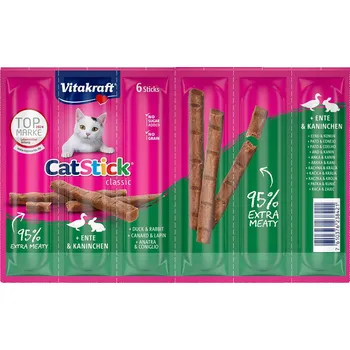 Krmivo pro kočku 12x6g Vitakraft Cat Stick Mini pamlsky pro kočky - kachna a králík