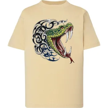 Chlapecké oblečení detske-levne-bavlnene-tricko-potisk-tatoo-kobra Barva: Lime stone - krémová, Dětská bavlněná trička JHK: M