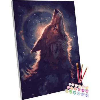 Sada obrazů malování podle čísel Vlk 40x50 cm