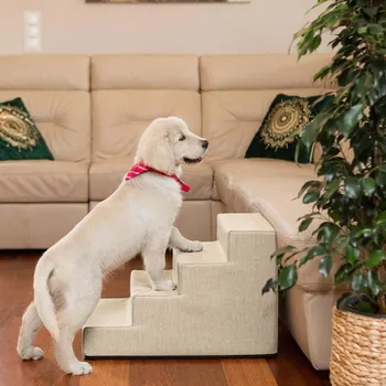 přepravka pro zvíře DOGGY Schody pro psa INARI béžové VELIKOST: M - výška 40 cm, 4 schody (d.60 cm, š.40 cm)