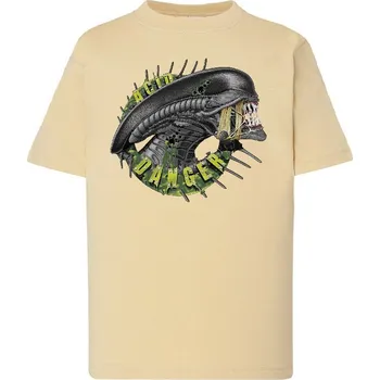Chlapecké oblečení detske-levne-bavlnene-tricko-potisk-vetrelec Barva: Lime stone - krémová, Dětská bavlněná trička JHK: S