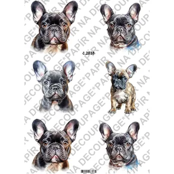 Umělecký papír Rýžový a soft papír na decoupage - Buldoček - KB2838 Materiál: Soft, Rozměr: A4