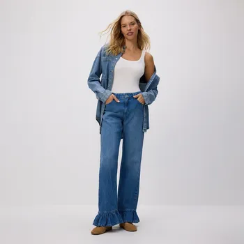 Dámské džíny Reserved - Džíny s volány - modrá - 581GE-55J - 581GE-55J-40