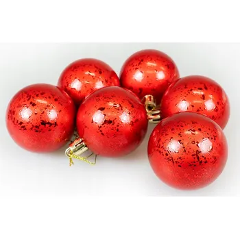 Vánoční dekorace Sada vánočních koulí s efektem rosy (6 ks) - červená