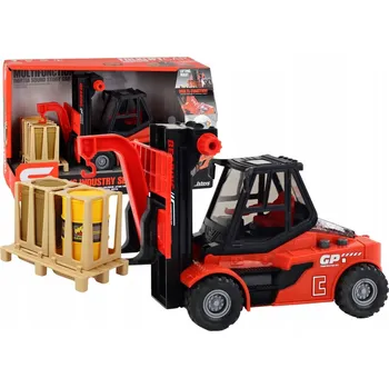 autíčko Vysokozdvižný vozík 1:16 Pohyblivé vidlice Zvuky Světla Červený