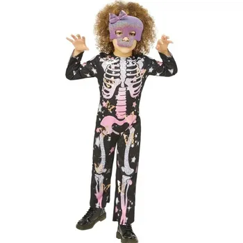 Karnevalový kostým KOSTÝM KOSTRA RŮŽOVÝ PŘEVLEK KOSTÝM PRO DÍVKY HALLOWEEN 128