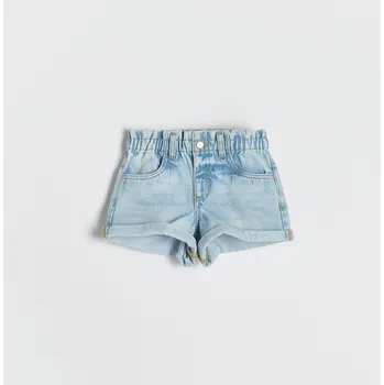 Dívčí kalhoty Reserved - Džínové kraťasy paperbag - modrá - 6066G-05J - 6066G-05J-104
