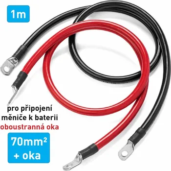 elektrický kabel Kabel propojovací s oky - 70mm², délka 1m (černý + červený)
