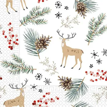 Papírový kapesník PROCOS Vánoční papírové ubrousky 33x33cm 3vrstvé jelen 20ks