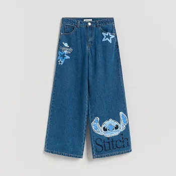 Dětská móda Reserved - Super široké džíny Lilo a Stitch - modrá - 310HN-55J - 310HN-55J-164