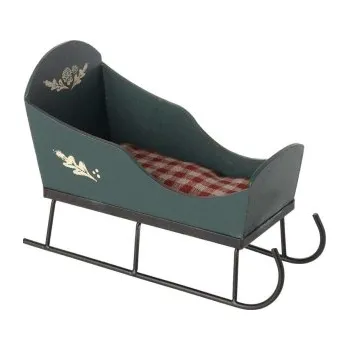 Sáně Kovové sáňky pro myšky Maileg Dark Green