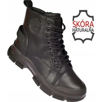 Dámská obuv Dámské kožené bojové Kanady B-3-1502 černé, zateplené zimní kotníkové boty se zipem, vel. 41