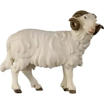 Vánoční dekorace Ornatis Beran Stojící Provedení: Přírodní bez malování, Velikost stojících figur dospělých postav: 9,5 cm Dřevěná vyřezávaná soška stojícího berana