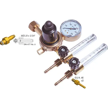 Ventil DONMET Redukční ventil Argon s 2x plovákovým průtokoměrem 200 Bar/ 2 x 25 l/min G1/4x2