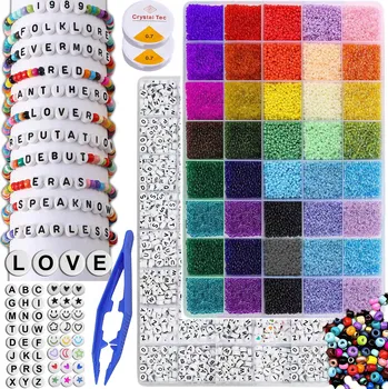 Dětské navlékací korálky 12000 ks Skleněné Korálky DIY na Výrobu Náramků 3mm