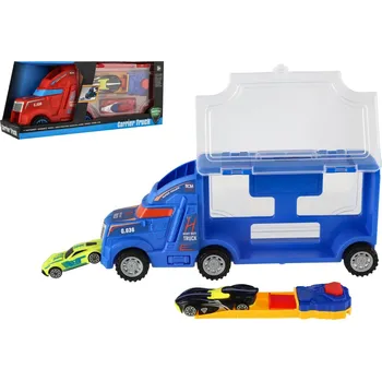 autíčko Teddies Auto kamion přepravník + auto 2ks plast 28cm na volný běh 2 barvy v krabici 29x12x8cm