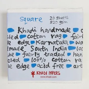 Umělecký papír Akvarelový ruční papír Khadi 20x20cm 320g (Akvarelový ruční papír Khadi 20x20cm 320g)