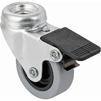 Nábytkové kování Walteco Kolečko přístrojové pro tvrdé podlahy, otočné s brzdou, pr. 50mm