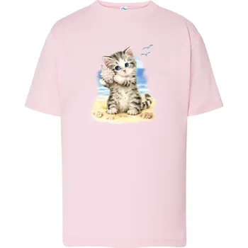 Dívčí tričko detske-levne-bavlnene-tricko-potisk-kote-musle Barva: Pink - růžová, Dětská bavlněná trička JHK: S