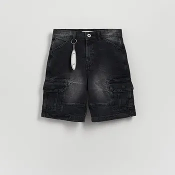 Reserved - Džínové šortky s přívěskem - černý - 3510G-99J - 3510G-99J-164