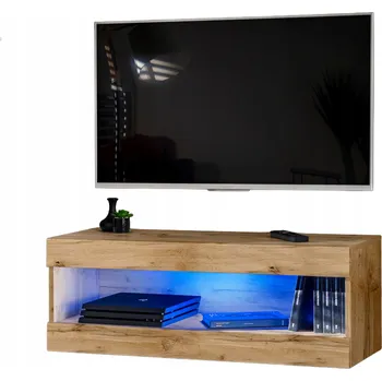 Komoda Závěsná skříňka pod TV TIVOLI RTV2 Dub Wotan/Dub Wotan, Modré LED osvětlení