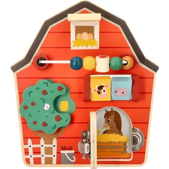 Dřevěná hračka Montessori aktivní dřevěná tabule Stodola