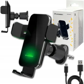 Indukční nabíječka Wozinsky s držákem do auta na telefon, černá