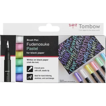 Štětcové popisovače Tombow Fudenosuke Soft - sada 6 ks