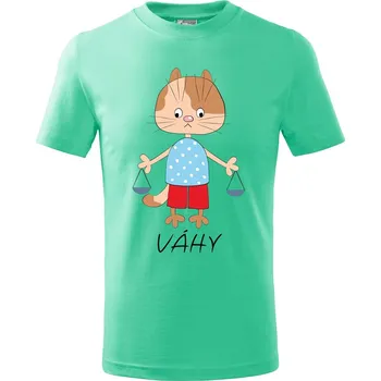 Chlapecké oblečení Dětské tričko Zvěrokruh kočky Váhy Velikost: 134/8 let, Barva trička: Mátová