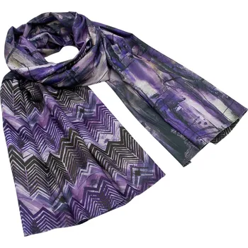 Šála Maxi šála oboustranná - fialová s potiskem