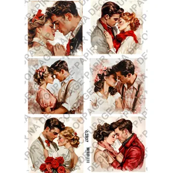 Umělecký papír Rýžový a soft papír na decoupage - Zamilovaní - KB2837 Materiál: Soft, Rozměr: A4