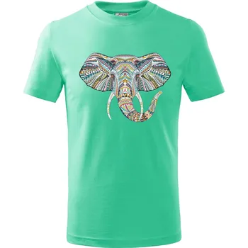 Dětské tričko s potiskem Hlava slona Velikost: 146/10 let, Barva trička: Mátová