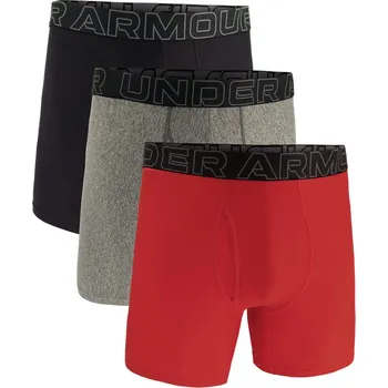 Boxerky Pánské boxerky 3ks UNDER ARMOUR M UA Perf Tech 6in RED - L
