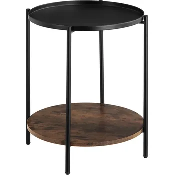Zahradní stůl TecTake GmbH 404259 odkládací stolek sunderland 45,5x54,5cm - industriální dřevo tmavé, rustikální