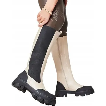 Dámské kozačky JH20-266 BÉŽOVÉ DÁMSKÉ KOZAČKY BLYSS 39