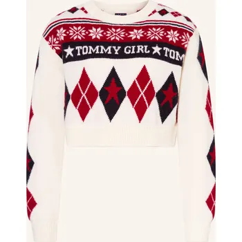 Dámská mikina Tommy Jeans Dámský Svetr, krémová / tmavě červená / tmavě...