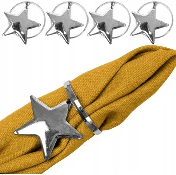 Obraz Kroužky na ubrousky kovové stříbrné hvězdičky 4 cm 4 ks