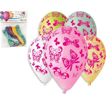Smart Balloons Balonek/Balonky nafukovací motýl 12'' průměr 30cm 5ks v sáčku