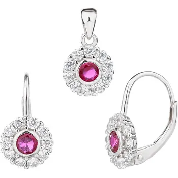 Souprava šperků Bealio BEALIO Stříbrná souprava KVĚTINA červená 03-13670-3660