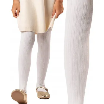 Dámské punčochy PUNČOCHÁČE punčocháče 3D vzor rybí kost 80 DEN BÍLÉ 140/146 Ł30E