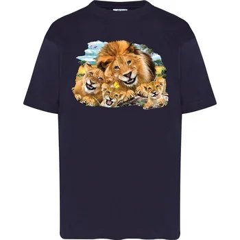 detske-levne-bavlnene-tricko-potisk-lvi-selfie Barva: Navy - tmavě modrá, Dětská bavlněná trička JHK: XL