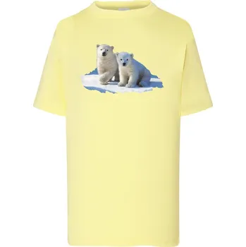 Dívčí tričko detske-levne-bavlnene-tricko-potisk-ledni-medvedi Barva: Light yellow - světle žlutá, Dětská bavlněná trička JHK: XL