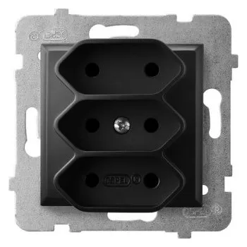 Elektrická zásuvka OSPEL ARIA trojitá zásuvka EURO ČERNÁ GP-3U/m/33