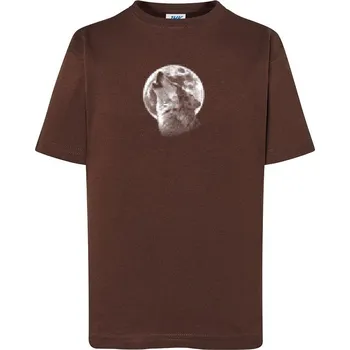 Chlapecké tričko detske-levne-bavlnene-tricko-potisk-vyjici-vlk Barva: Chocolate - čokoládově hnědá, Dětská bavlněná trička JHK: S