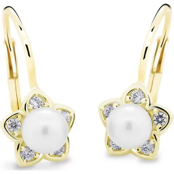 Náušnice Zlaté náušnice se syntetickou perlou, 1.7 g,