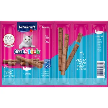 Pamlsek pro kočku 12x6g Vitakraft Cat Stick Mini pamlsky pro kočky - losos a pstruh