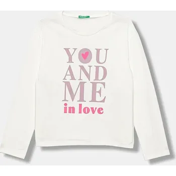 Chlapecké tričko Dětské bavlněné tričko s dlouhým rukávem United Colors of Benetton bílá barva, 3JERC10QM 3JERC10QM.G.seasonal 00X, vel. 140