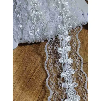 Krajka Silonová krajka / vsadka šíře 45 mm barva bílá