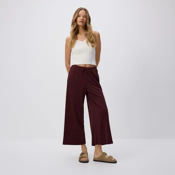 Dámské kalhoty Reserved - Široké kalhoty s modalem - hnědá - YU025-83X - YU025-83X-S